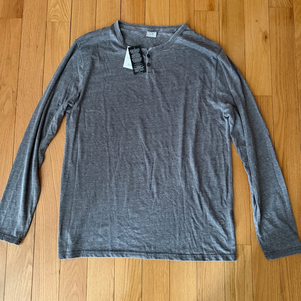 Cotton On Gray Long Sleeve Henley Shirt
